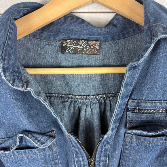 J Gee Women's Dress 3/4 Sleeve Smocked Elastic Waist Blue Size M - Picture 3 of 8